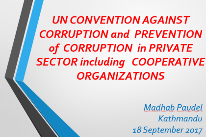 Promoting good governance in cooperative sectors in line with UNCAC compliance – Madhab Prasad Paudel